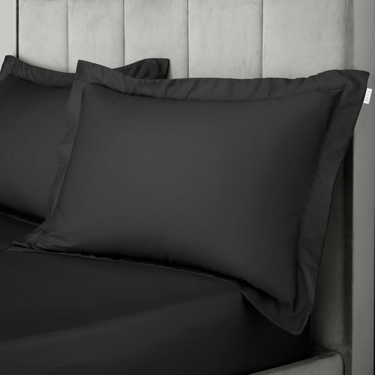 Bianca Fine Linens 400 Thread Count Cotton Sateen Pillowcases - 400 Thread Count Cotton Oxford Pillowcase Pair Black
