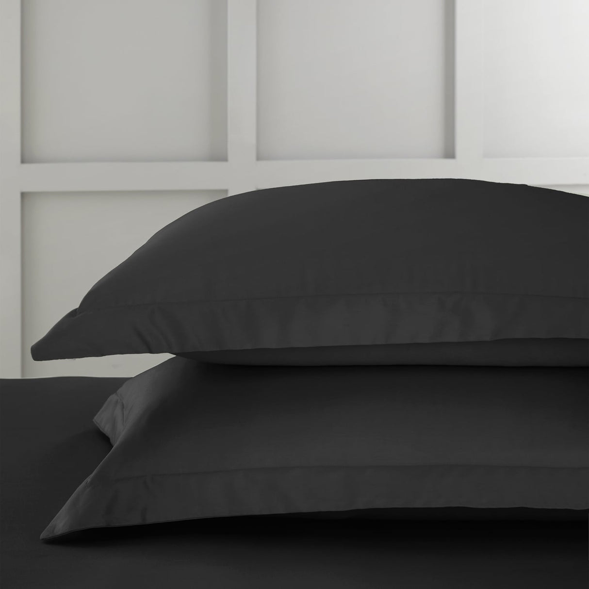 Bianca Fine Linens 400 Thread Count Cotton Sateen Pillowcases - 400 Thread Count Cotton Oxford Pillowcase Pair Black