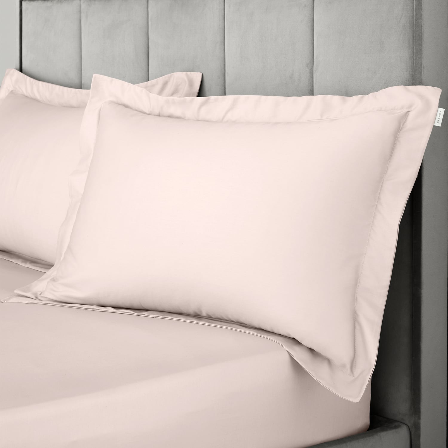 Bianca Fine Linens 400 Thread Count Cotton Sateen Pillowcases - 400 Thread Count Cotton Oxford Pillowcase Pair Blush