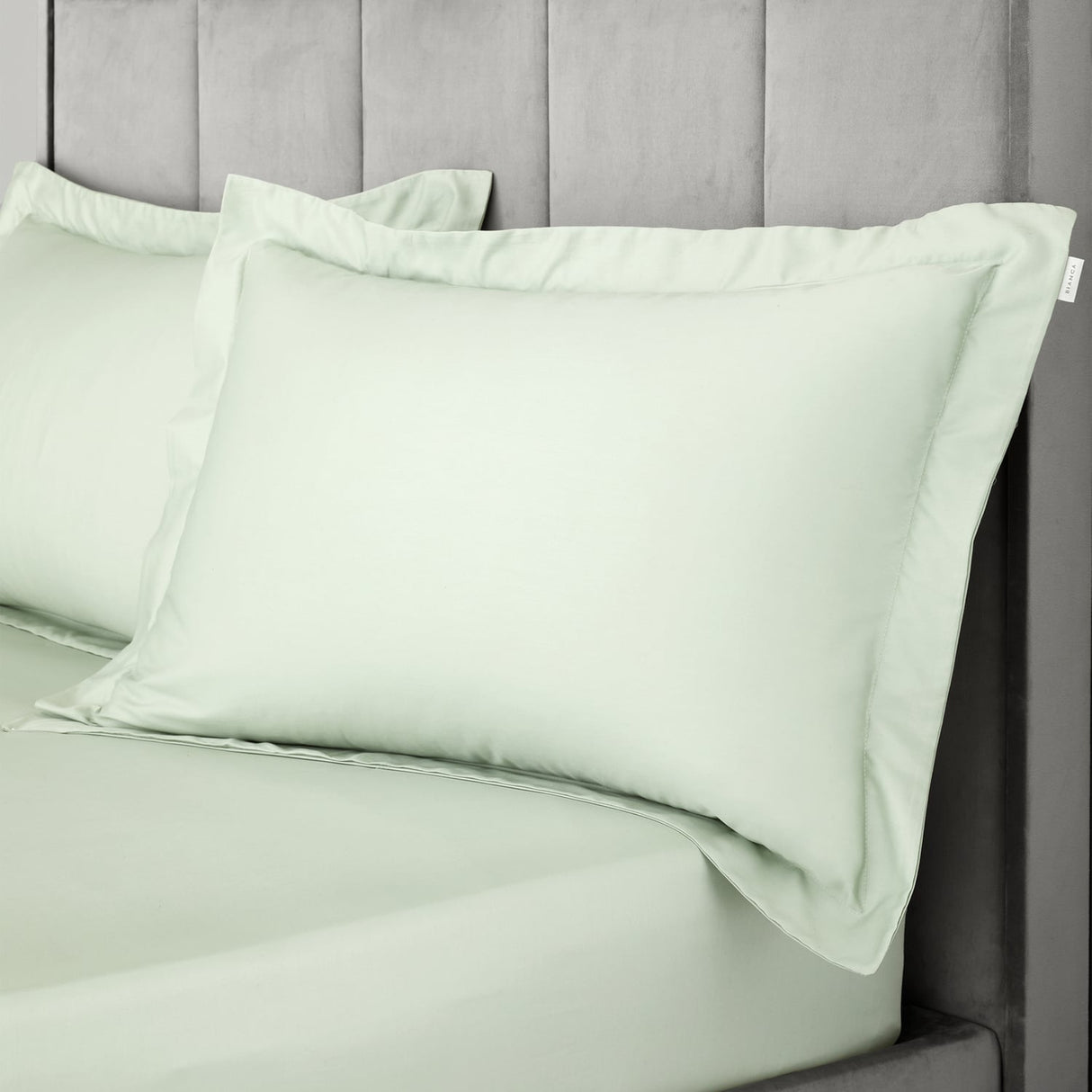 Bianca Fine Linens 400 Thread Count Cotton Sateen Pillowcases - 400 Thread Count Cotton Oxford Pillowcase Pair Green