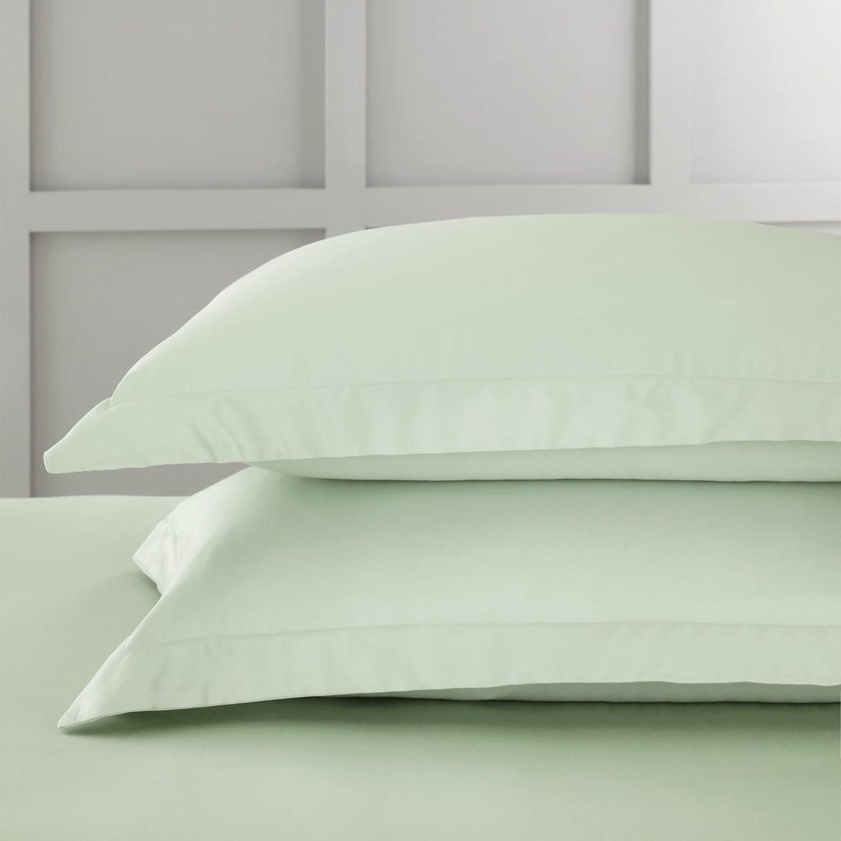 Bianca Fine Linens 400 Thread Count Cotton Sateen Pillowcases - 400 Thread Count Cotton Oxford Pillowcase Pair Green
