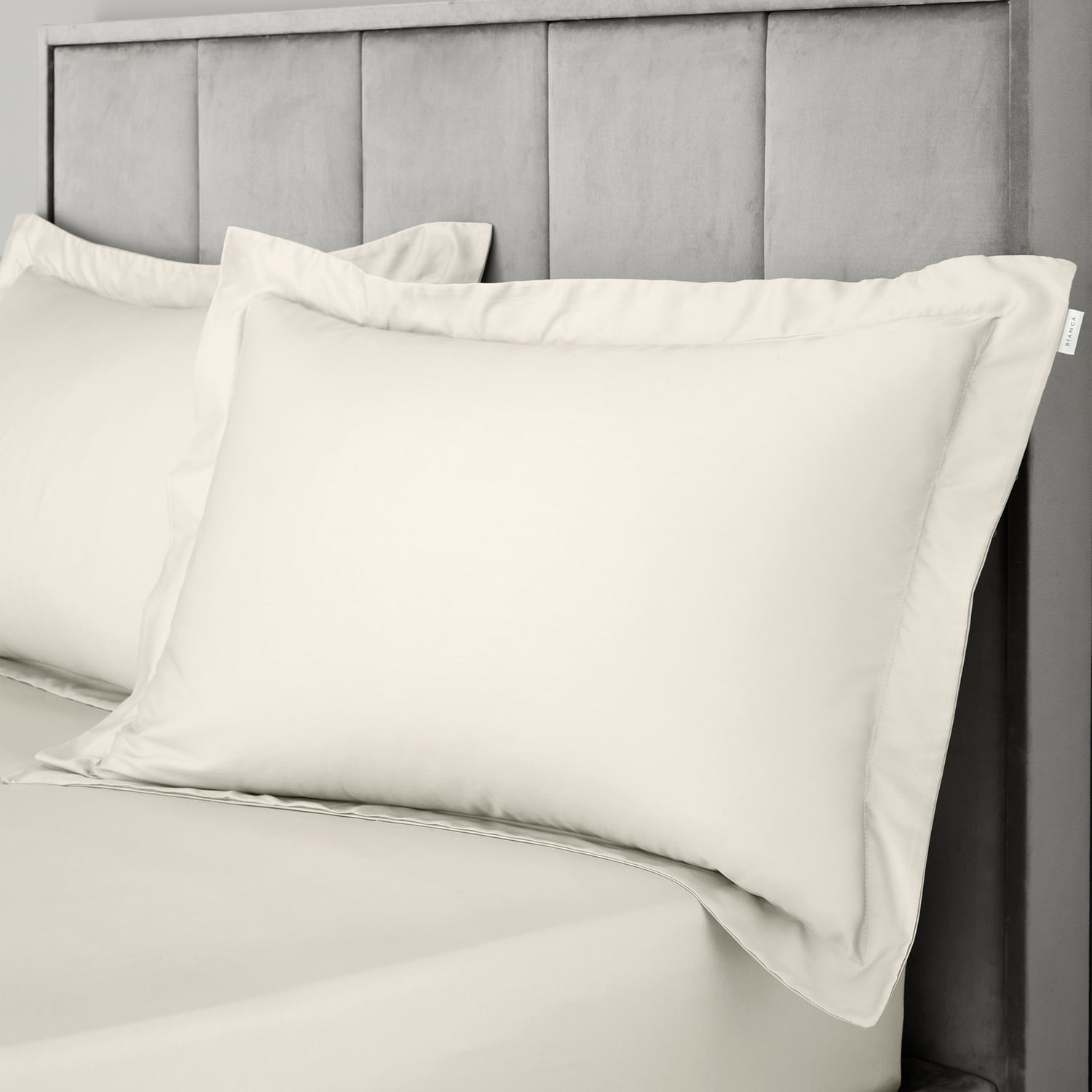 Bianca Fine Linens 400 Thread Count Cotton Sateen Pillowcases - 400 Thread Count Cotton Oxford Pillowcase Pair Oyster