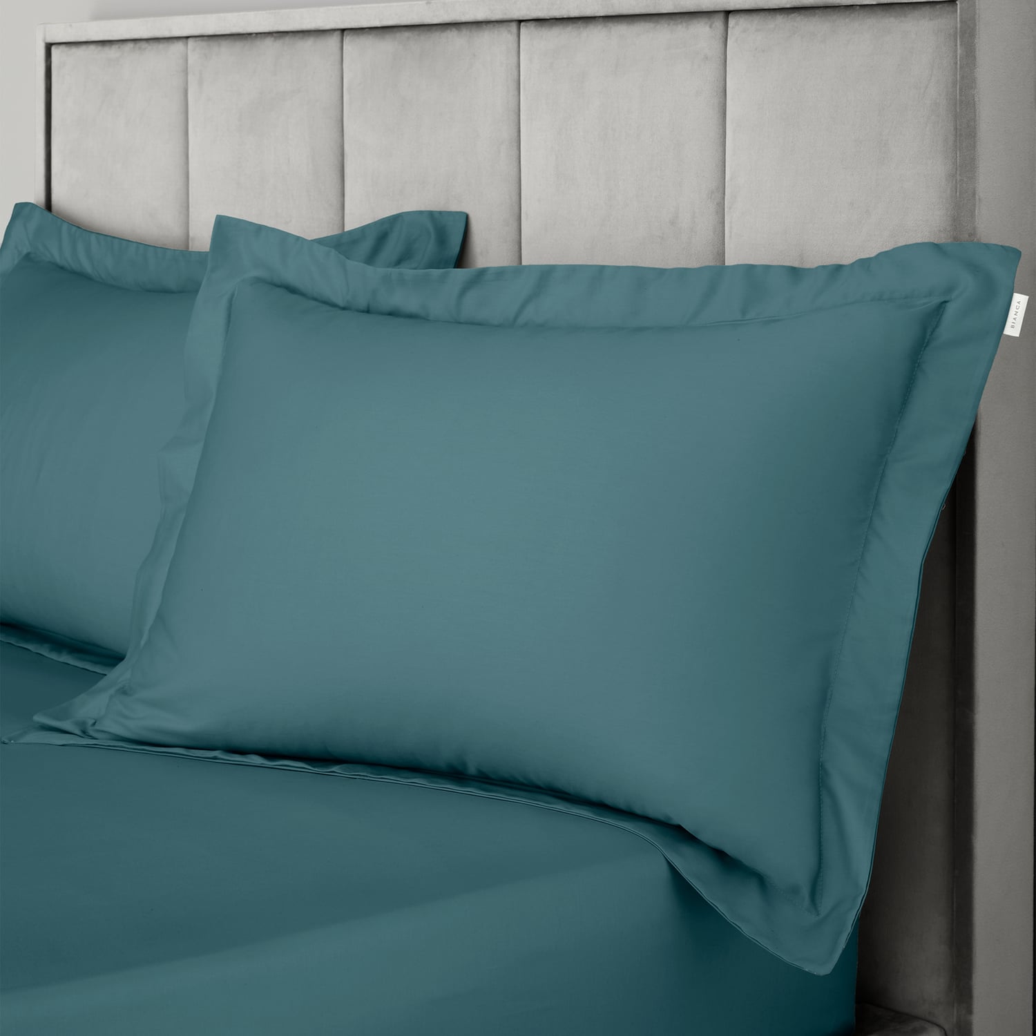 Bianca Fine Linens 400 Thread Count Cotton Sateen Pillowcases - 400 Thread Count Cotton Oxford Pillowcase Pair Teal