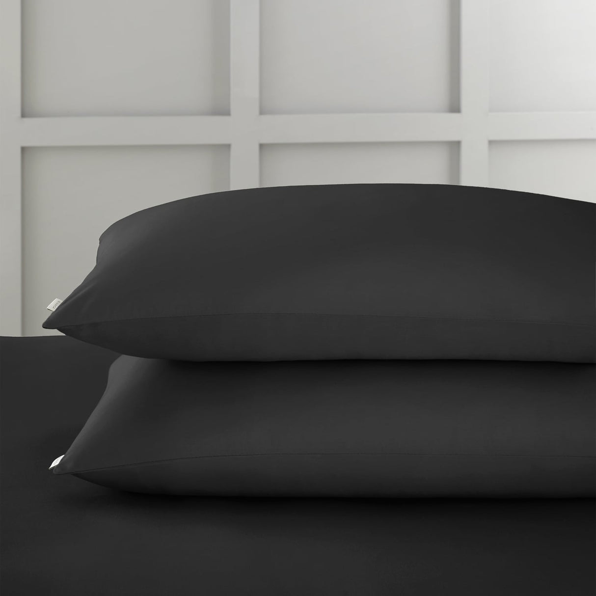 Bianca Fine Linens 400 Thread Count Cotton Sateen Pillowcases - 400 Thread Count Cotton Stanard Pillowcase Pair Black