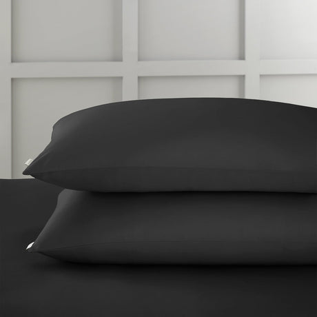 Bianca Fine Linens 400 Thread Count Cotton Sateen Pillowcases - 400 Thread Count Cotton Stanard Pillowcase Pair Black
