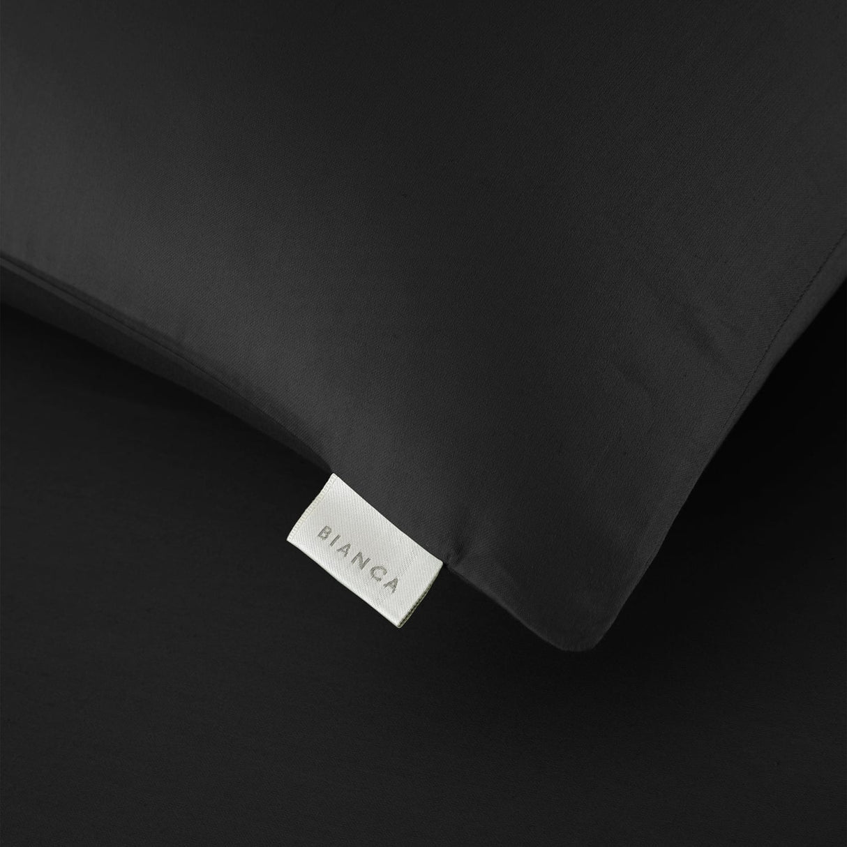 Bianca Fine Linens 400 Thread Count Cotton Sateen Pillowcases - 400 Thread Count Cotton Stanard Pillowcase Pair Black