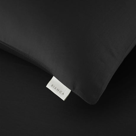 Bianca Fine Linens 400 Thread Count Cotton Sateen Pillowcases - 400 Thread Count Cotton Stanard Pillowcase Pair Black