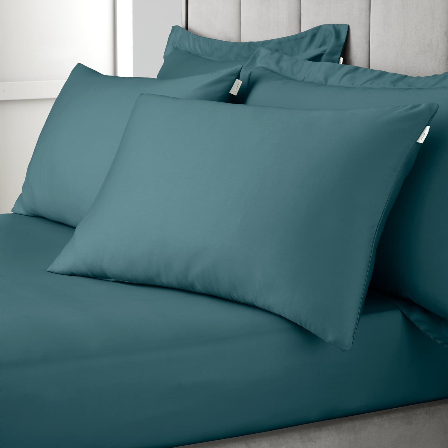 Bianca Fine Linens 400 Thread Count Cotton Sateen Pillowcases - 400 Thread Count Cotton Standard Pillowcase Pair Teal