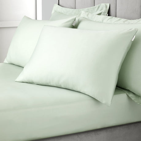 Bianca Fine Linens 400 Thread Count Cotton Sateen Pillowcases - 400 Thread Count Cotton Strandard Pillowcase Pair Green