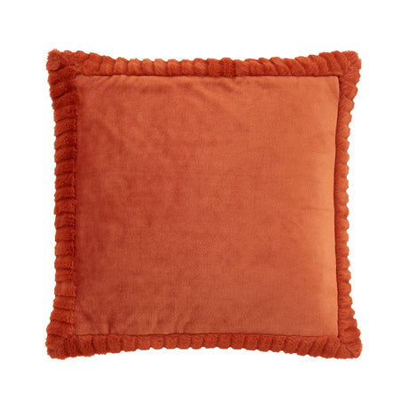 Catherine Lansfield Filled Cushion Winter Warmers 55cm x 55cm - Burnt Orange - Velvet And Faux Fur Burnt Orange Cushion