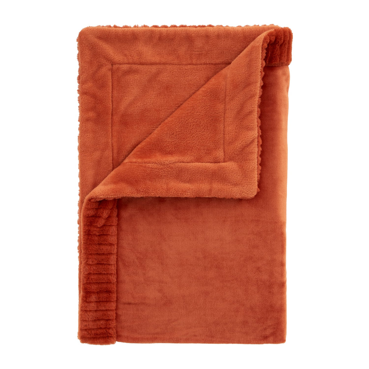 Catherine Lansfield Velvet and Faux Fur Throw – Burnt Orange – 150cm x 200cm - Velvet And Faux Fur Burnt Orange Throw