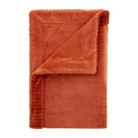 Catherine Lansfield Velvet and Faux Fur Throw – Burnt Orange – 150cm x 200cm - Velvet And Faux Fur Burnt Orange Throw
