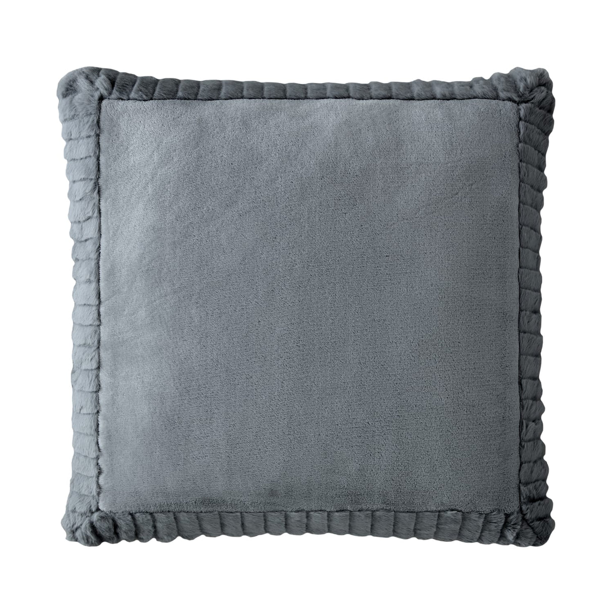 Catherine Lansfield Filled Cushion Winter Warmers 55cm x 55cm - Charcoal - Velvet And Faux Fur Charcoal Cushion