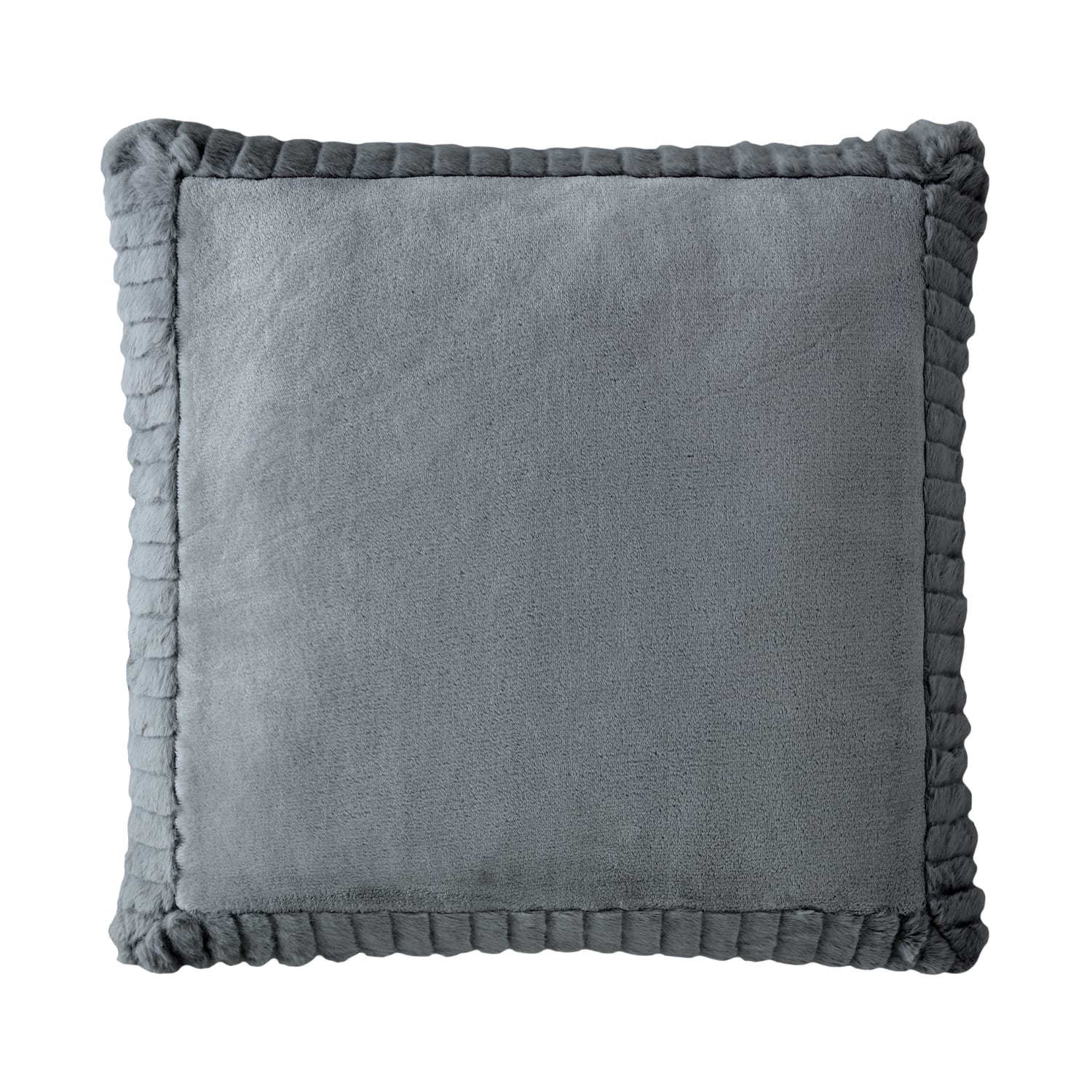 Catherine Lansfield Filled Cushion Winter Warmers 55cm x 55cm - Charcoal - Velvet And Faux Fur Charcoal Cushion
