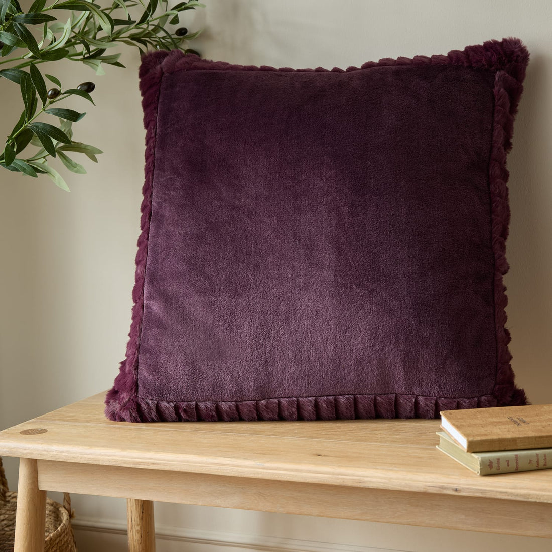 Catherine Lansfield Velvet Plum Filled Cushion Winter Warmers 55cm x 55cm