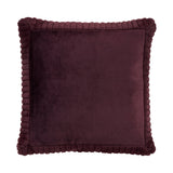 Catherine Lansfield Filled Cushion Winter Warmers 55cm x 55cm - Plum - Velvet And Faux Fur Plum Cushion