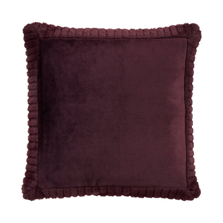 Catherine Lansfield Filled Cushion Winter Warmers 55cm x 55cm - Plum - Velvet And Faux Fur Plum Cushion