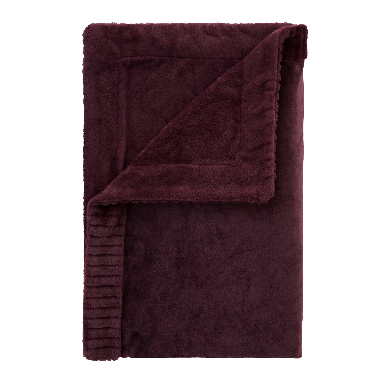 Catherine Lansfield Velvet and Faux Fur Throw – Plum – 150cm x 200cm - Velvet And Faux Fur Plum Throw