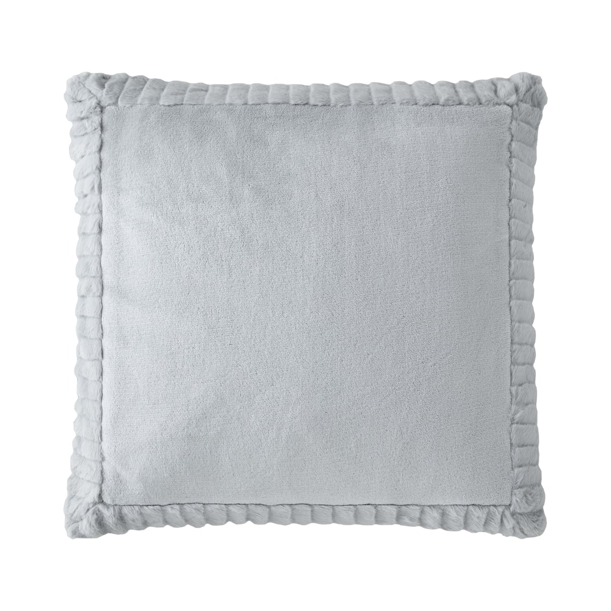 Catherine Lansfield Filled Cushion Winter Warmers 55cm x 55cm - Silver - Velvet And Faux Fur Silver Cushion