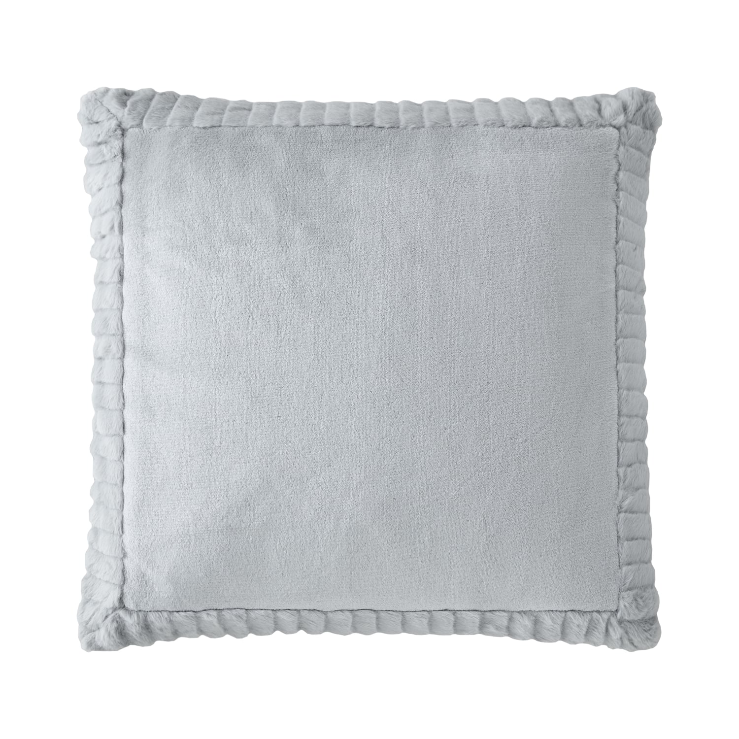 Catherine Lansfield Filled Cushion Winter Warmers 55cm x 55cm - Silver - Velvet And Faux Fur Silver Cushion