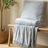 Catherine Lansfield Filled Cushion Winter Warmers 55cm x 55cm - Silver - Velvet And Faux Fur Silver Group
