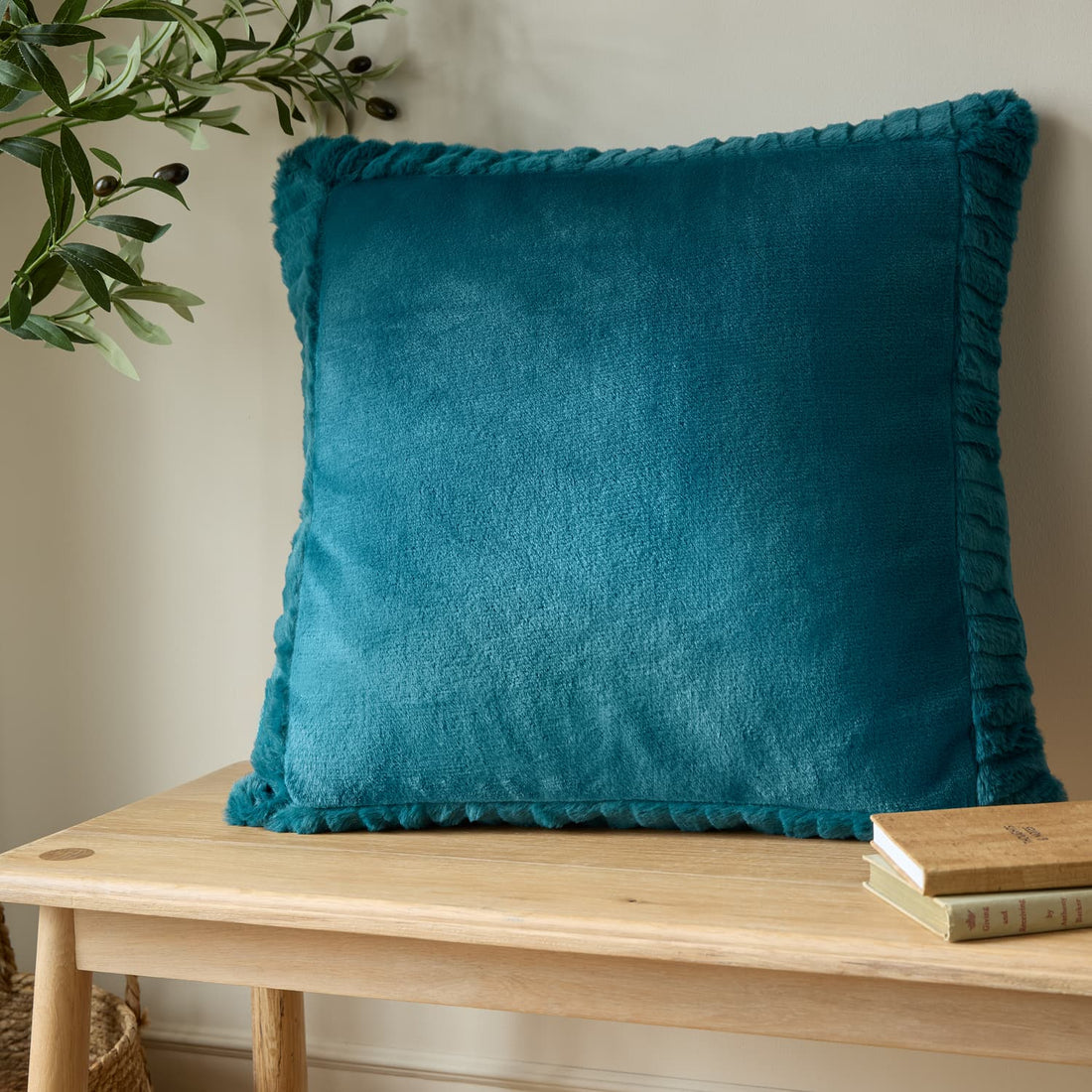 Catherine Lansfield Velvet Teal Filled Cushion Winter Warmers 55cm x 55cm