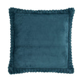 Catherine Lansfield Filled Cushion Winter Warmers 55cm x 55cm - Teal - Velvet And Faux Fur Teal Cushion