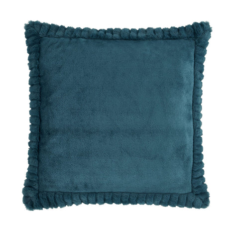 Catherine Lansfield Filled Cushion Winter Warmers 55cm x 55cm - Teal - Velvet And Faux Fur Teal Cushion