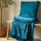 Catherine Lansfield Velvet and Faux Fur Throw – Teal – 150cm x 200cm - Velvet And Faux Fur Teal Throw