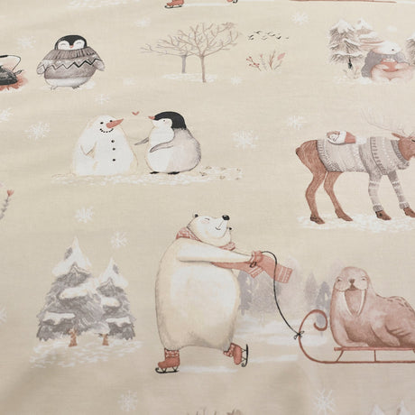 Catherine Lansfield Winter Friends Festive Christmas Duvet Cover Set - Natural - Winter Friends Duvet Set