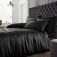 Catherine Lansfield Silky Soft Satin Black Duvet Cover Bedding Set