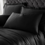 Catherine Lansfield Silky Soft Satin Black Duvet Cover Bedding Set - Silky Soft Satin Duvet Set Black