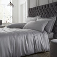 Catherine Lansfield Silky Soft Satin Silver Duvet Cover Bedding Set