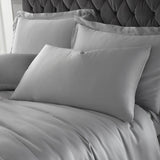 Catherine Lansfield Silky Soft Satin Silver Duvet Cover Bedding Set - Silky Soft Satin Duvet Set Silver