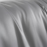 Catherine Lansfield Silky Soft Satin Silver Duvet Cover Bedding Set - Silky Soft Satin Duvet Set Silver