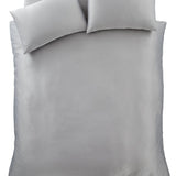 Catherine Lansfield Silky Soft Satin Silver Duvet Cover Bedding Set - Silky Soft Satin Duvet Set Silver