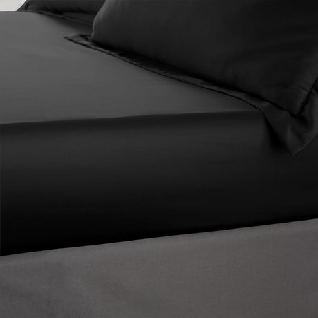 Catherine Lansfield Silky Soft Satin 30cm Deep Black Fitted Sheet
