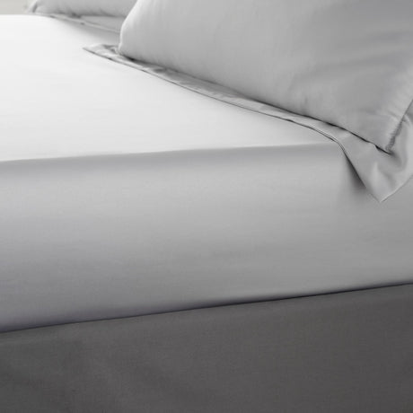 Catherine Lansfield Silky Soft Satin 30cm Deep Silver Fitted Sheet