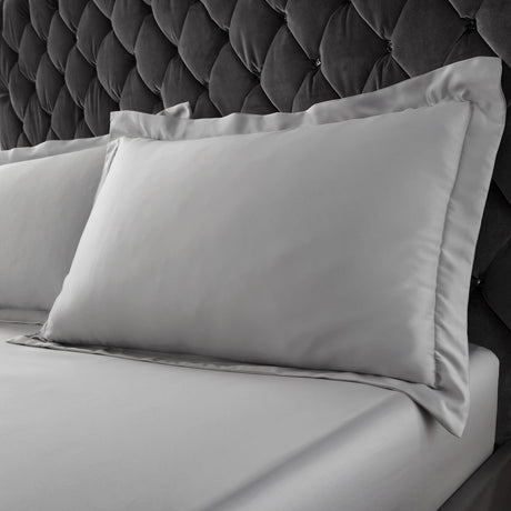 Catherine Lansfield Silky Soft Satin Pillowcases - Silky Soft Satin Oxford Pillowcase Silver