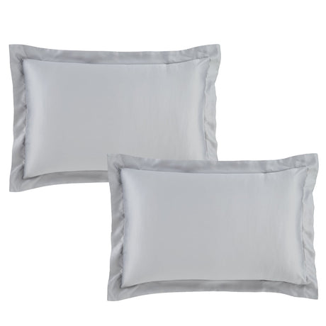 Catherine Lansfield Silky Soft Satin Pillowcases - Silky Soft Satin Oxford Pillowcase Silver