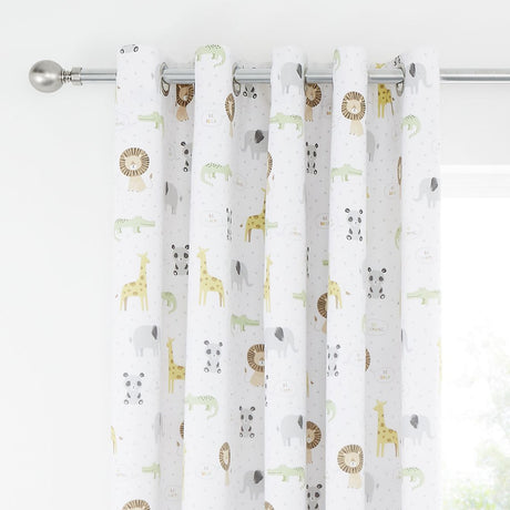 Catherine Lansfield Roarsome Animals Kids Blackout Eyelet Curtains Polycotton