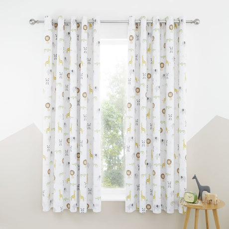 Catherine Lansfield Roarsome Animals Kids Blackout Eyelet Curtains Polycotton - Roarsome Animals Curtains