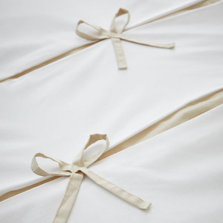 Catherine Lansfield Milo Bow Natural Duvet Cover Set - Natural - Milo Bow Natural