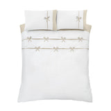 Catherine Lansfield Milo Bow Natural Duvet Cover Set - Natural - Milo Bow Natural
