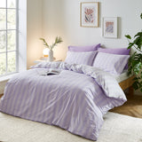 Sassy B Stripe Tease Reversible Lilac Duvet Cover Bedding Set - Stripe Tease Lilac Duvet Set
