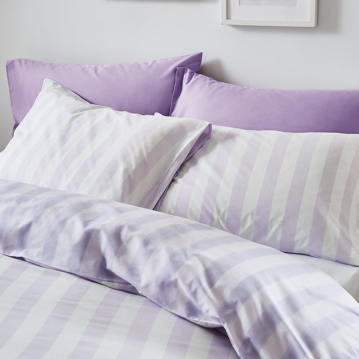 Sassy B Stripe Tease Reversible Lilac Duvet Cover Bedding Set - Stripe Tease Lilac Duvet Set