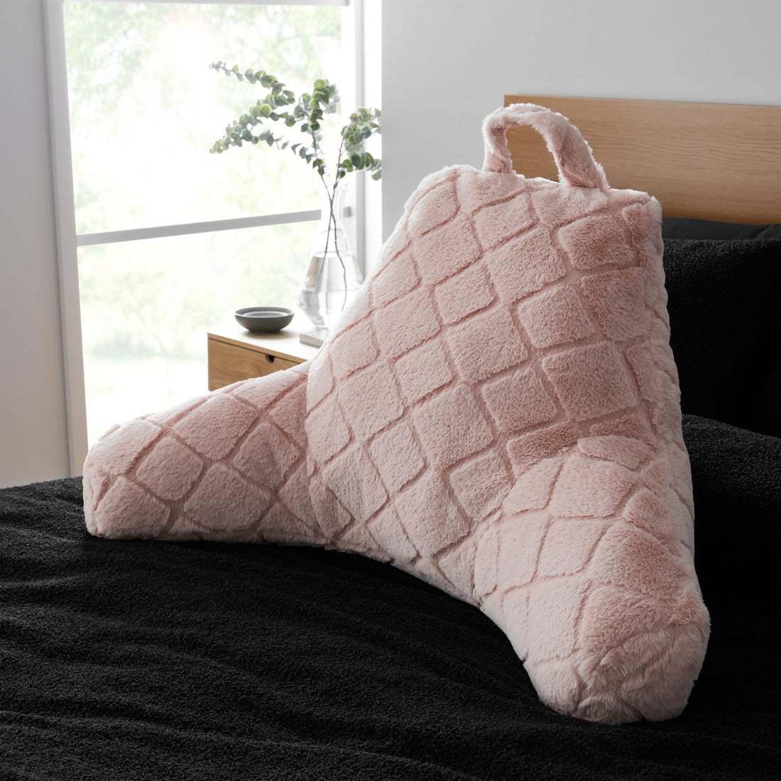 Catherine Lansfield Cosy Diamond Blush Filled Cushion 43cm x 43cm