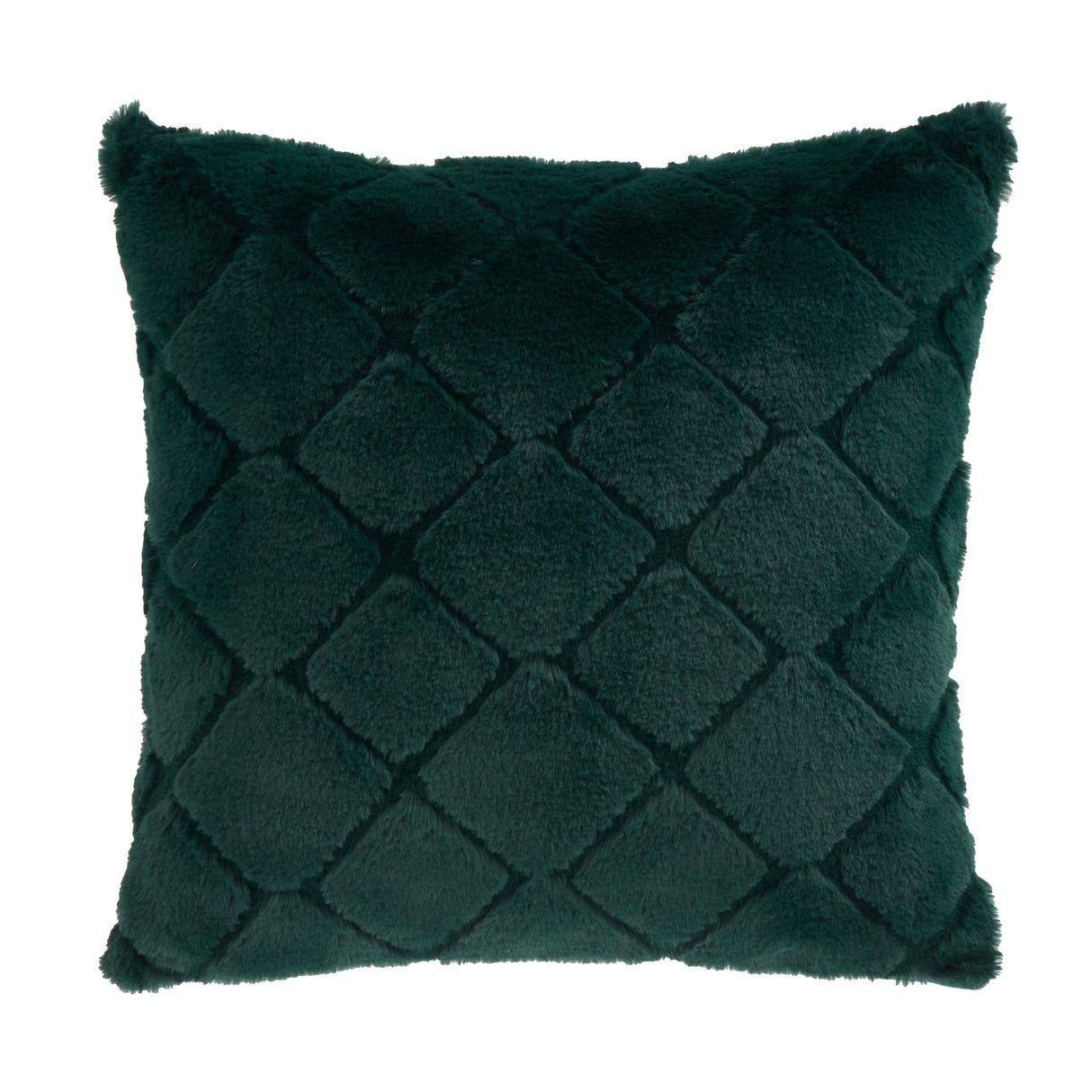 Catherine Lansfield Cosy Diamond Filled Cushion 43cm x 43cm - Bottle Green - Cosy Diamond Cushion Bottle Green