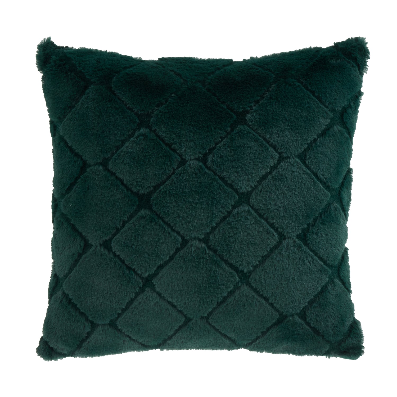 Catherine Lansfield Cosy Diamond Filled Cushion 43cm x 43cm - Bottle Green - Cosy Diamond Cushion Bottle Green