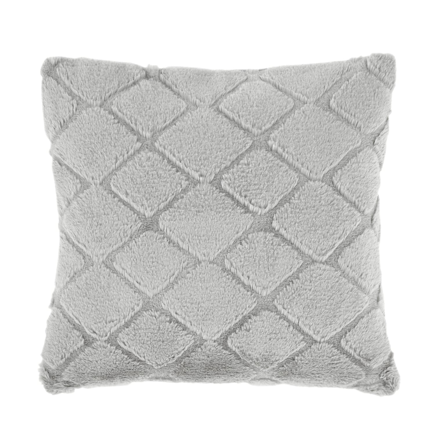 Catherine Lansfield Cosy Diamond Filled Cushion 43cm x 43cm - Silver - Cosy Diamond Cushion Silver